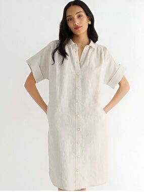 J Crew Baird McNutt Irish linen short sleeve shirtdress flax color size S